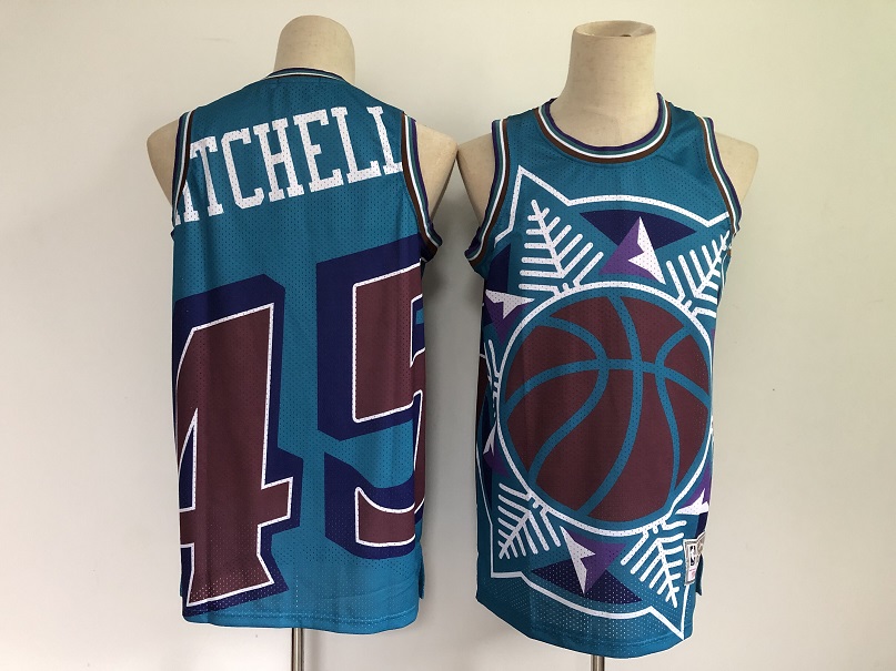2021 Men Utah Jazz #45 Mitchell blue big face Nike NBA Jerseys